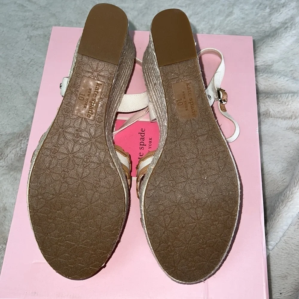 Kate Spade New York Tan Tulum Ankle Strap Wedge Heel Sandal - Size 10, NIB